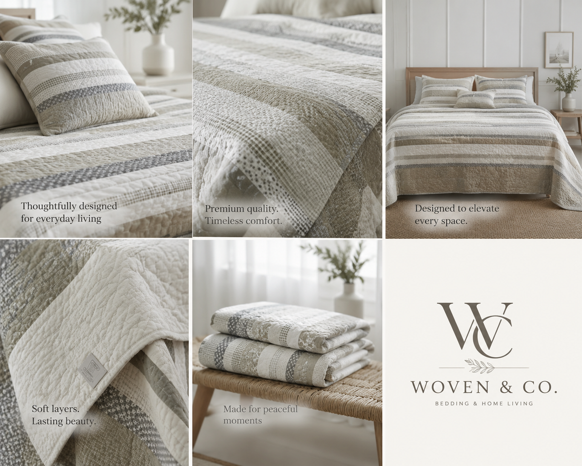 Harmonie Quilt Set — Taupe