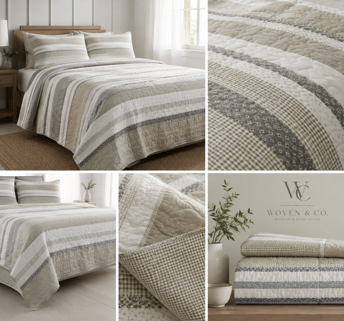Harmonie Quilt Set — Taupe