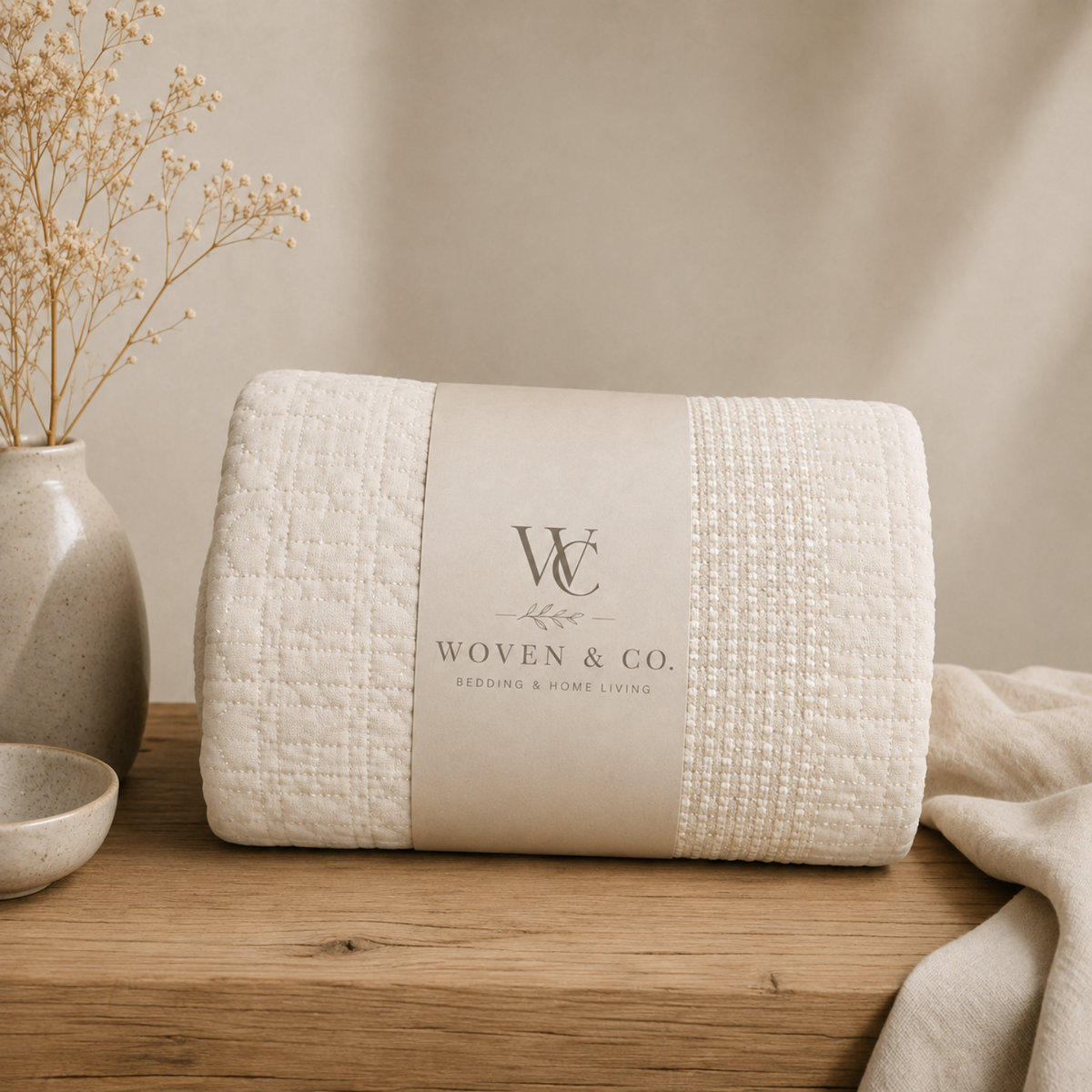 Haven Quilt Set — Cream White