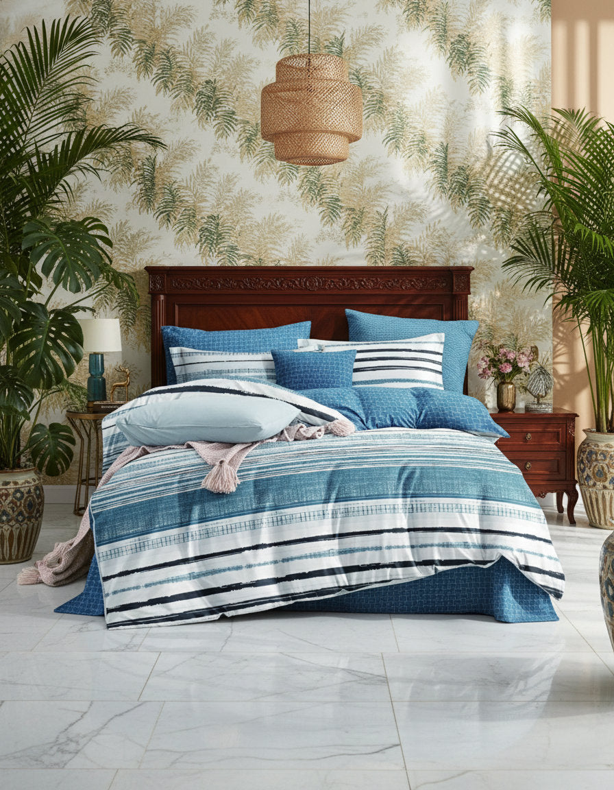 Joel duvet cover styled with matching shams