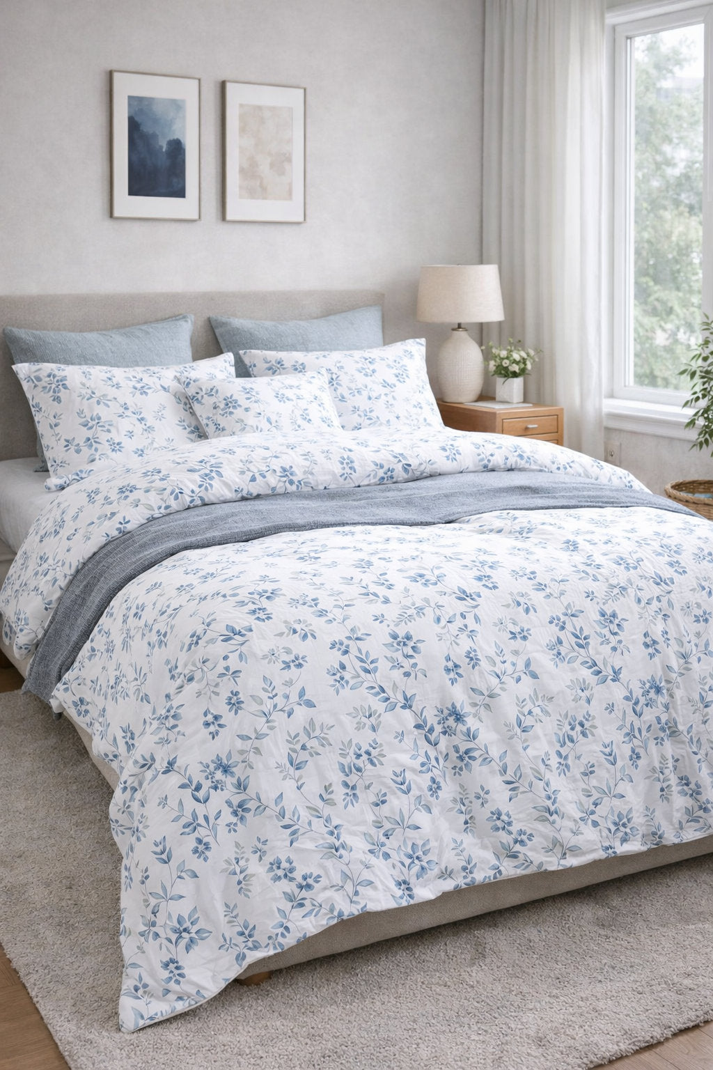 Olivia duvet cover set on a made bed