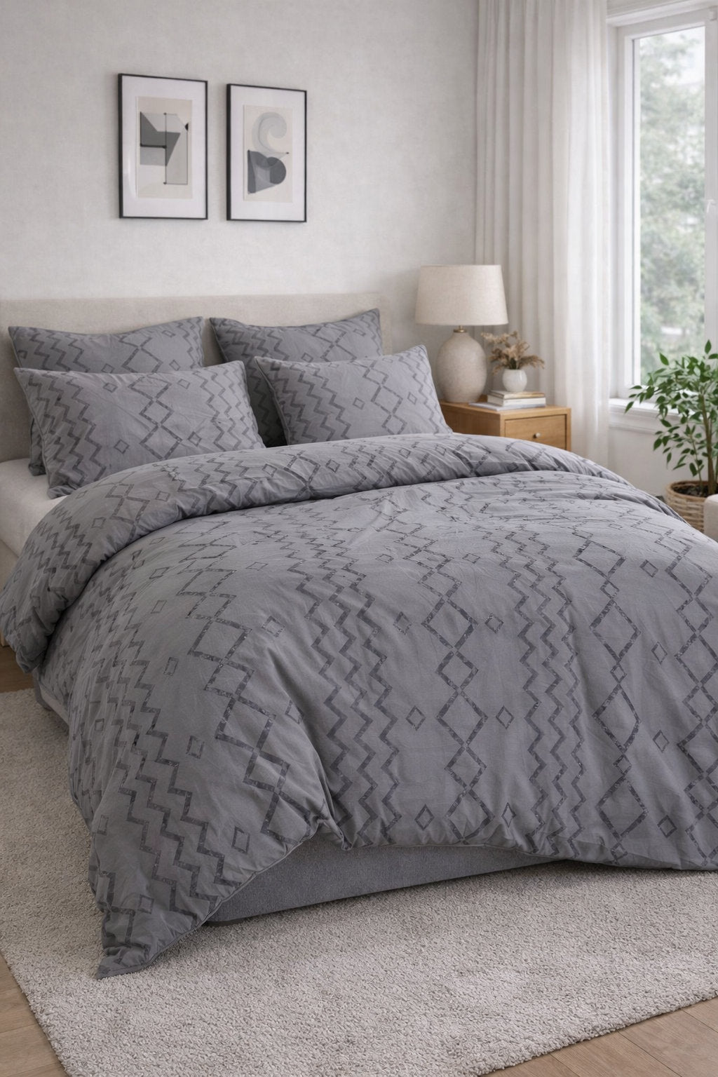 Alex duvet cover styled with matching shams