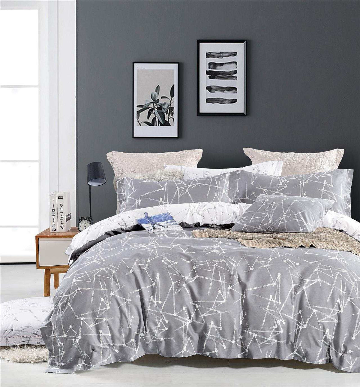 Louis duvet cover styled with matching shams