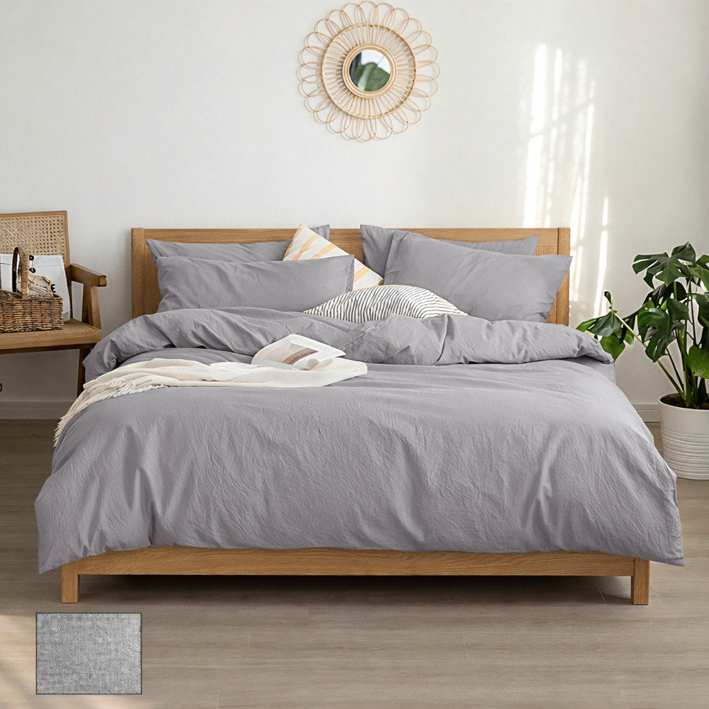 Nature duvet cover set in Heather Grey