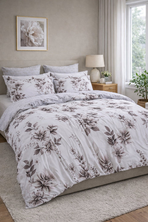 Aly quilted microfibre duvet cover set on a made bed