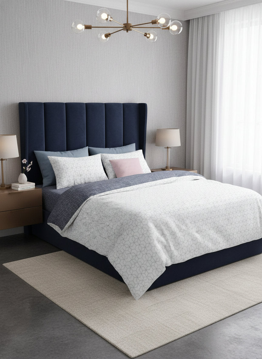 Jazlin quilted microfibre duvet cover set on a made bed