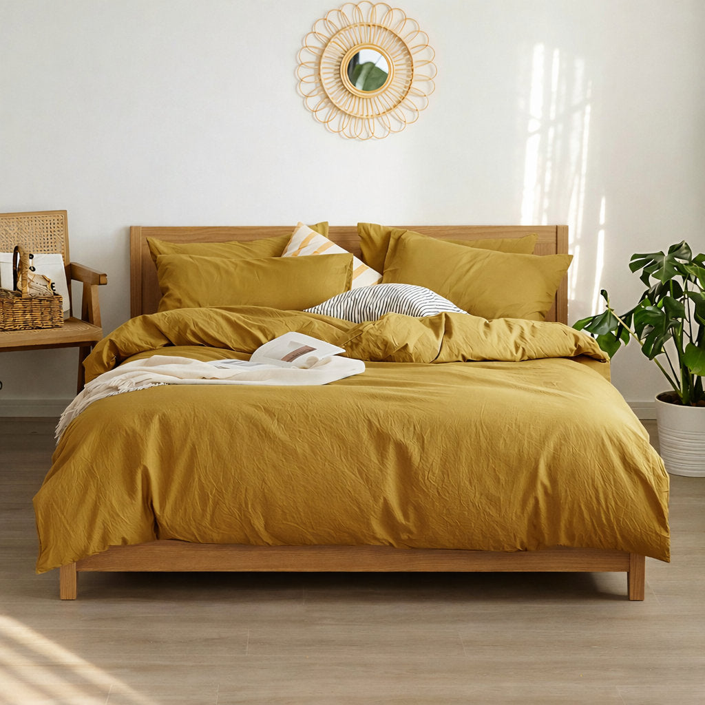 Nature duvet cover set in Mustard
