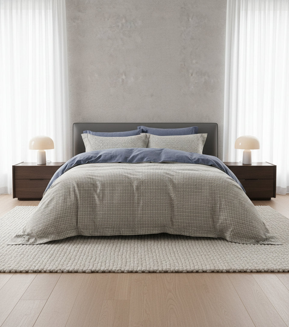Ludovic duvet cover set on a made bed