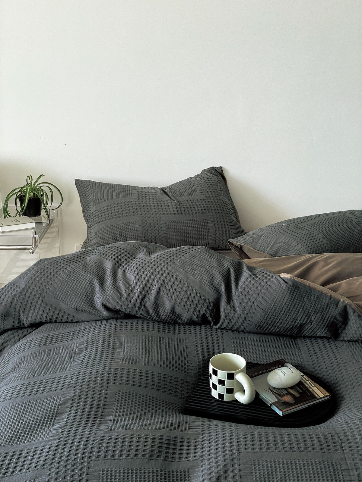 Amber duvet cover styled with matching shams