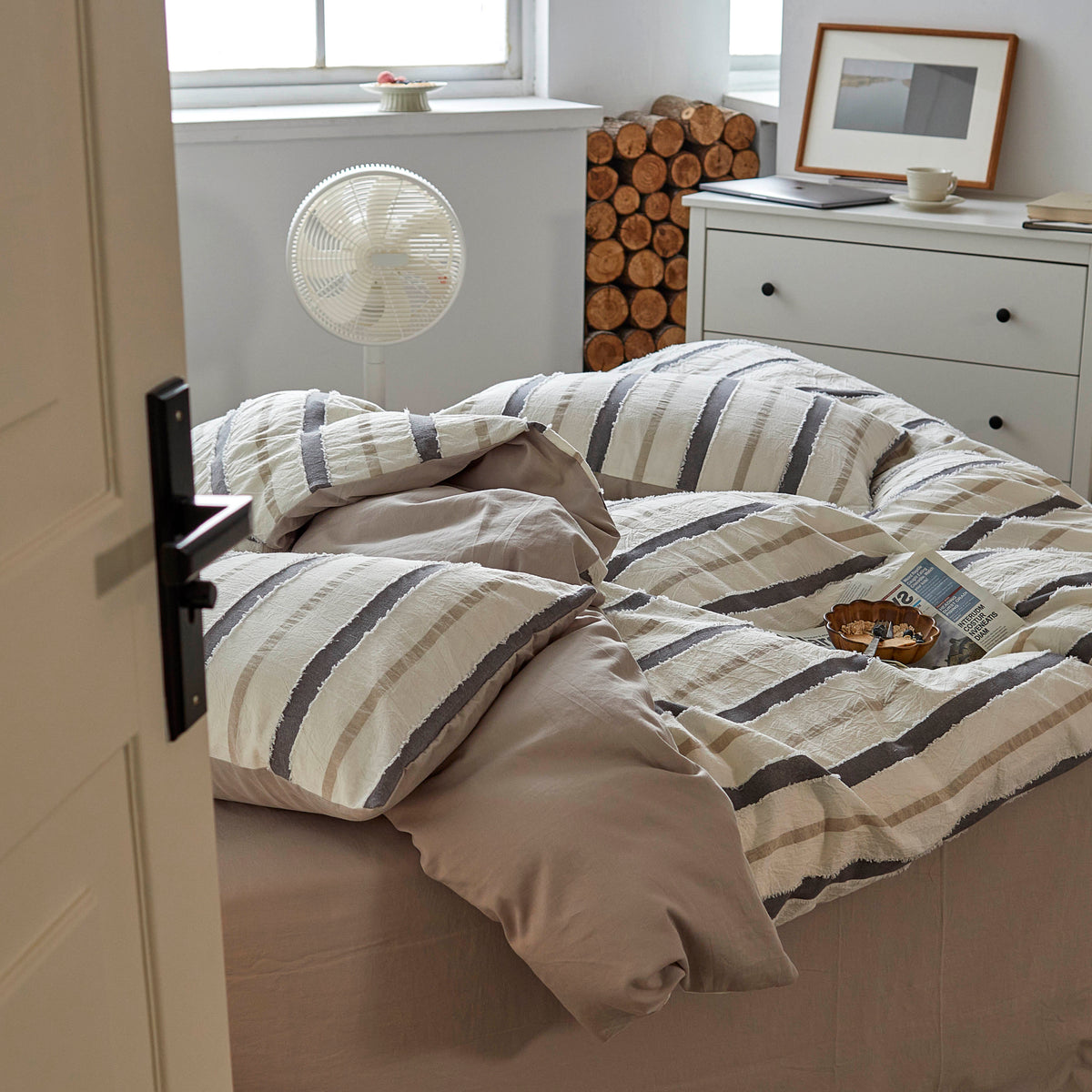 Mila duvet cover in a bedroom setting