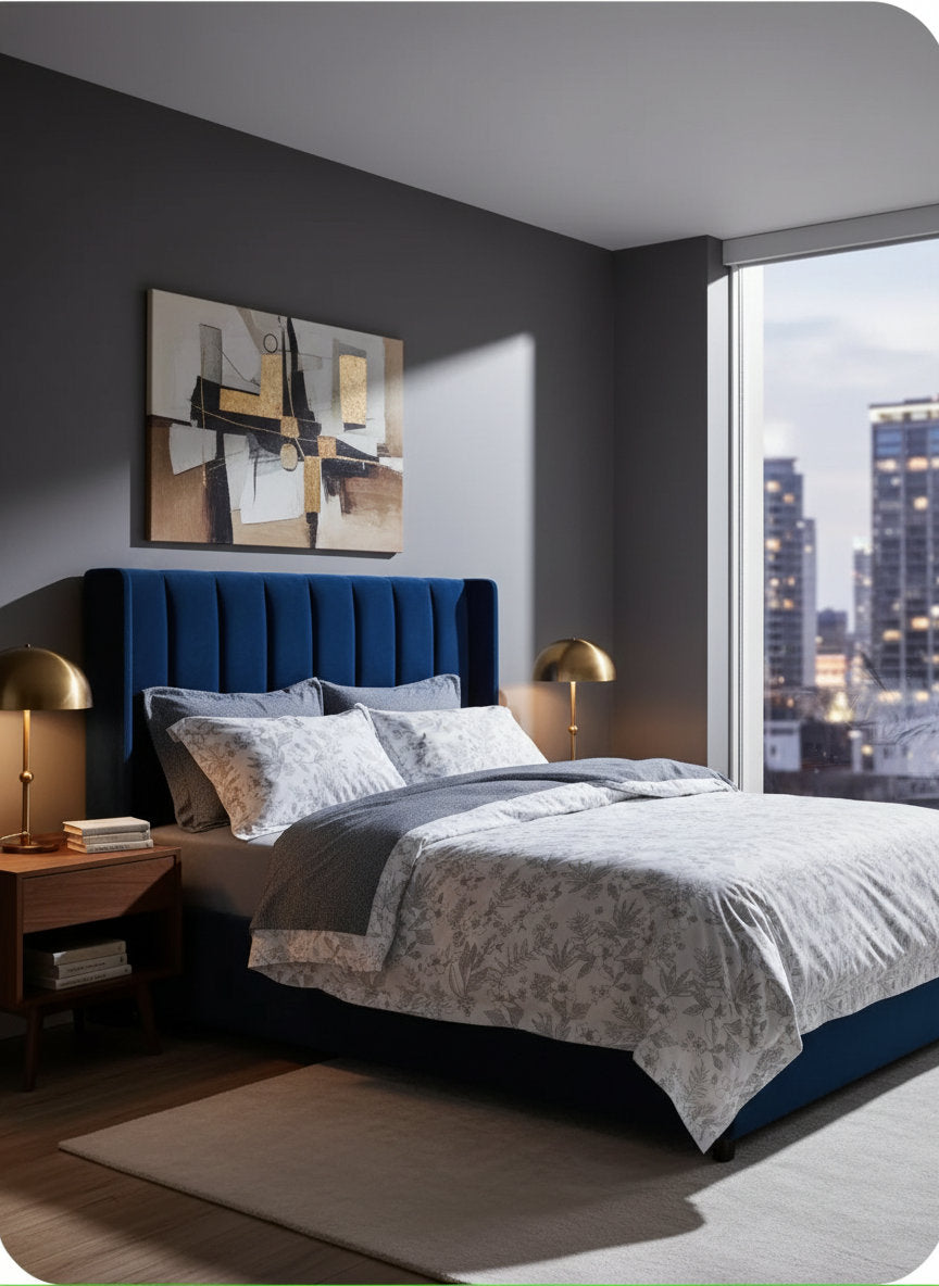 Ariana duvet cover set on a made bed
