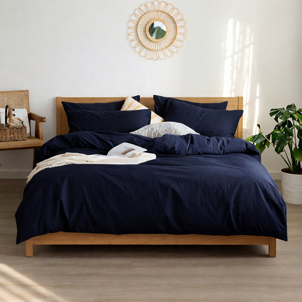 Nature duvet cover set in Navy Blue