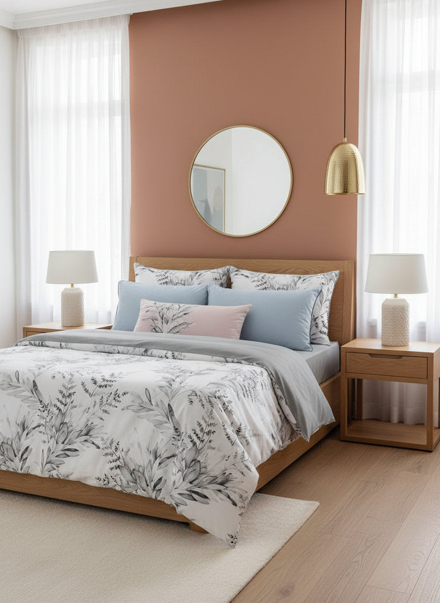 Beatrice quilted microfibre duvet cover set on a made bed