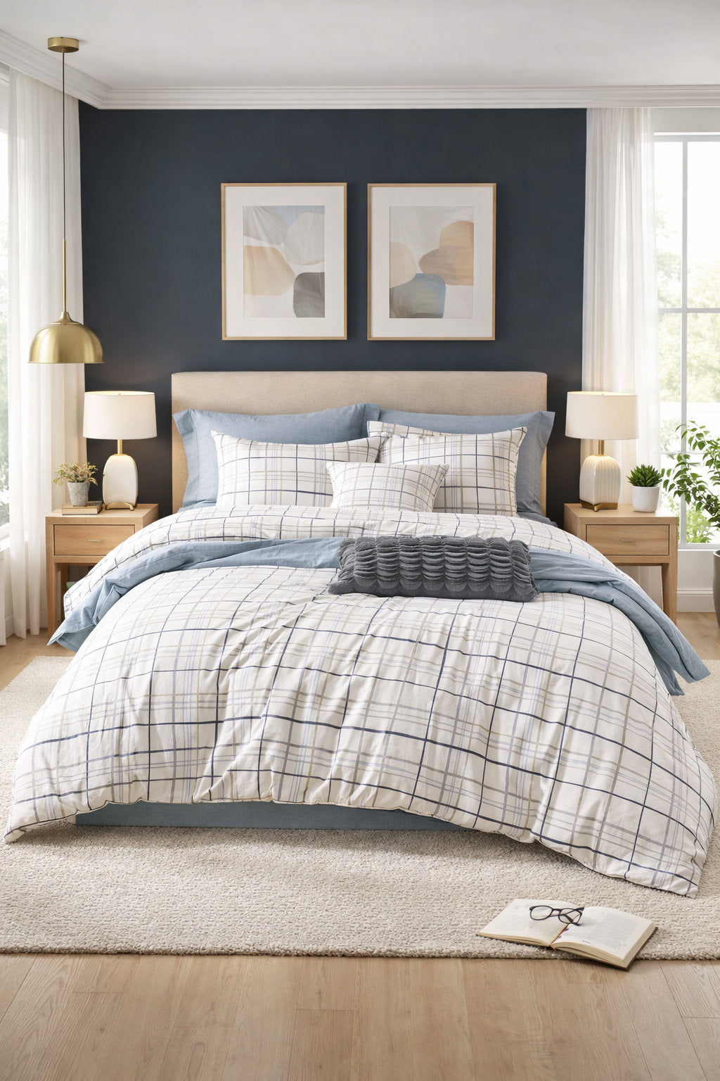 James duvet cover set on a made bed