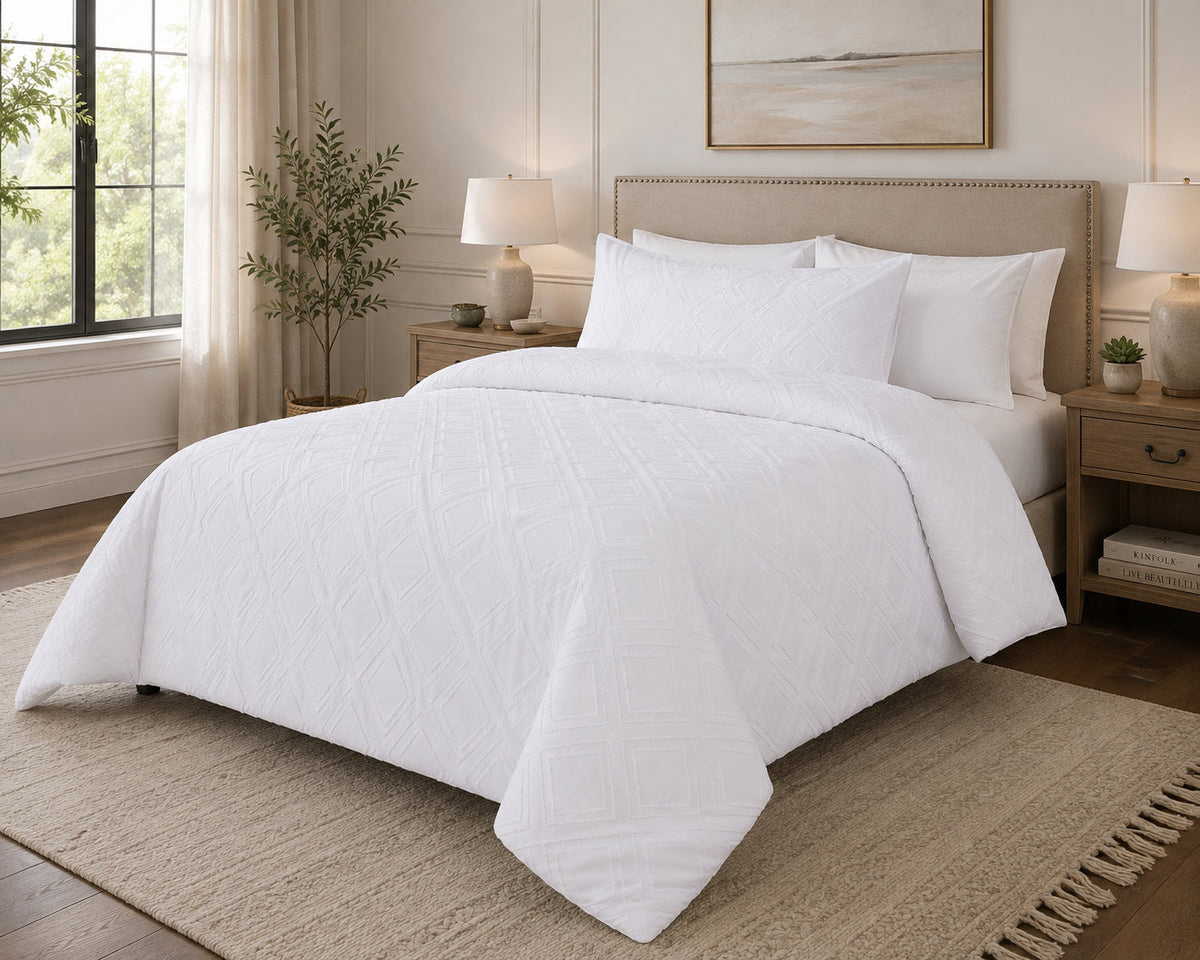 Kate quilted microfibre comforter set on a made bed