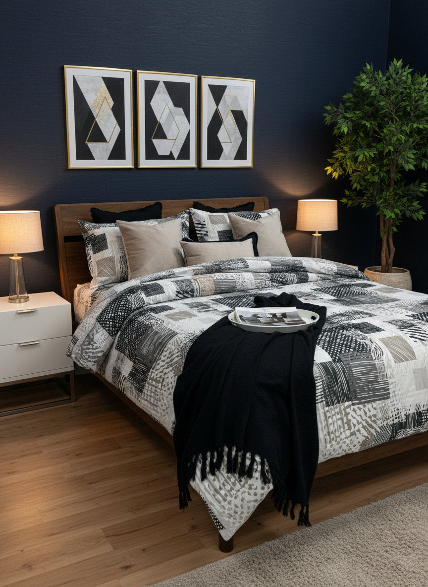 Zao quilted microfibre duvet cover set on a made bed