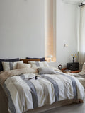 Tyler textured cotton duvet cover set on a made bed