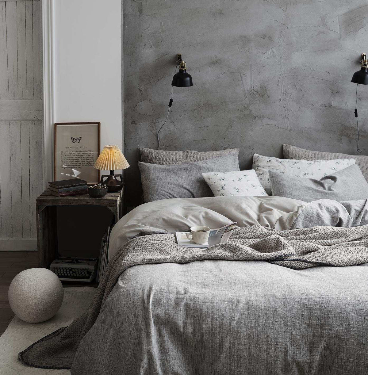 Jax textured cotton duvet cover set on a made bed