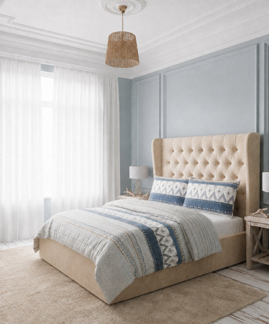Waylon duvet cover set on a made bed