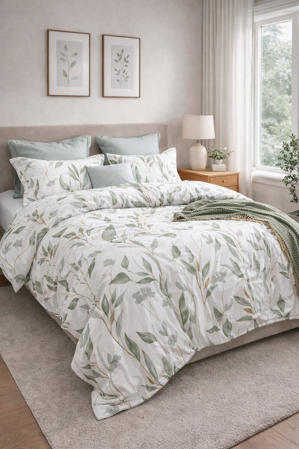 Hailey duvet cover set on a made bed