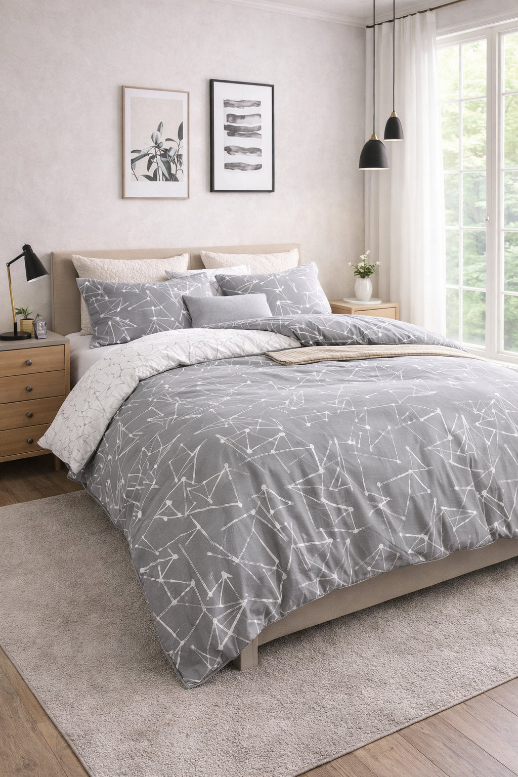 Louis duvet cover set on a made bed