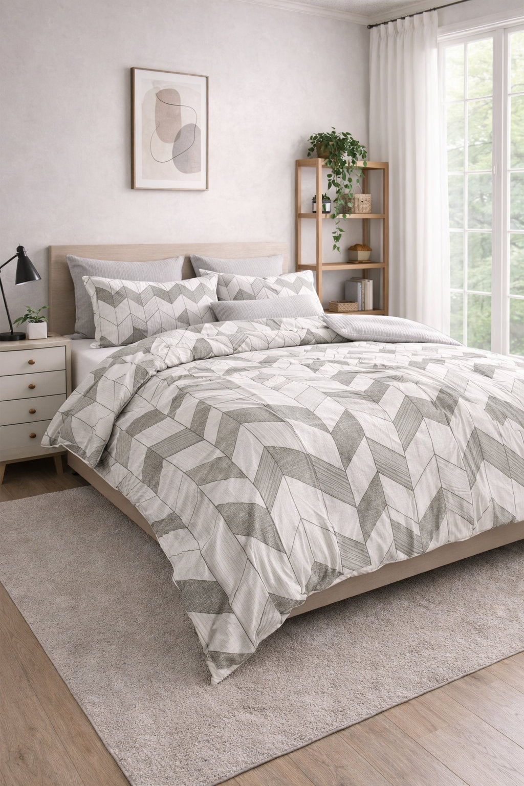 Duke quilted microfibre duvet cover set on a made bed