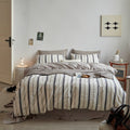 Mila textured cotton duvet cover set on a made bed