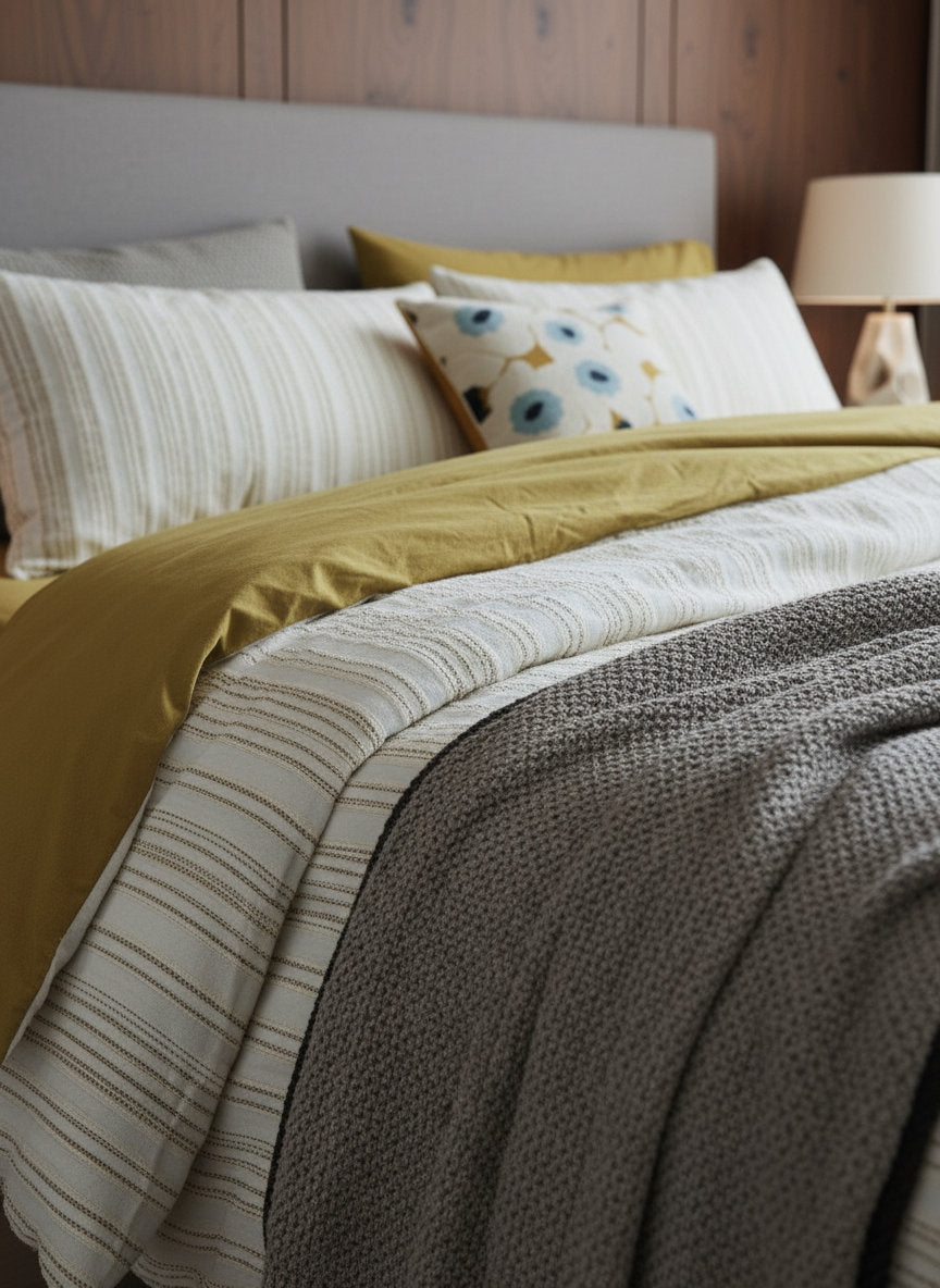Close-up of the Jade textured cotton weave
