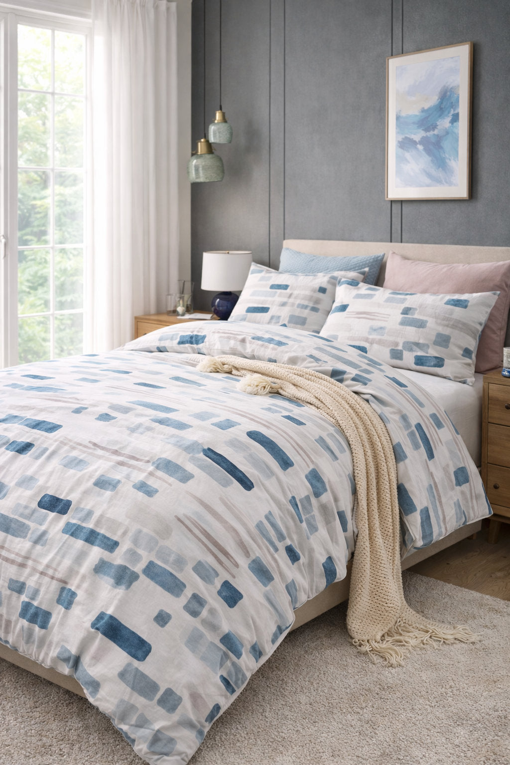 Edouard duvet cover styled with matching shams