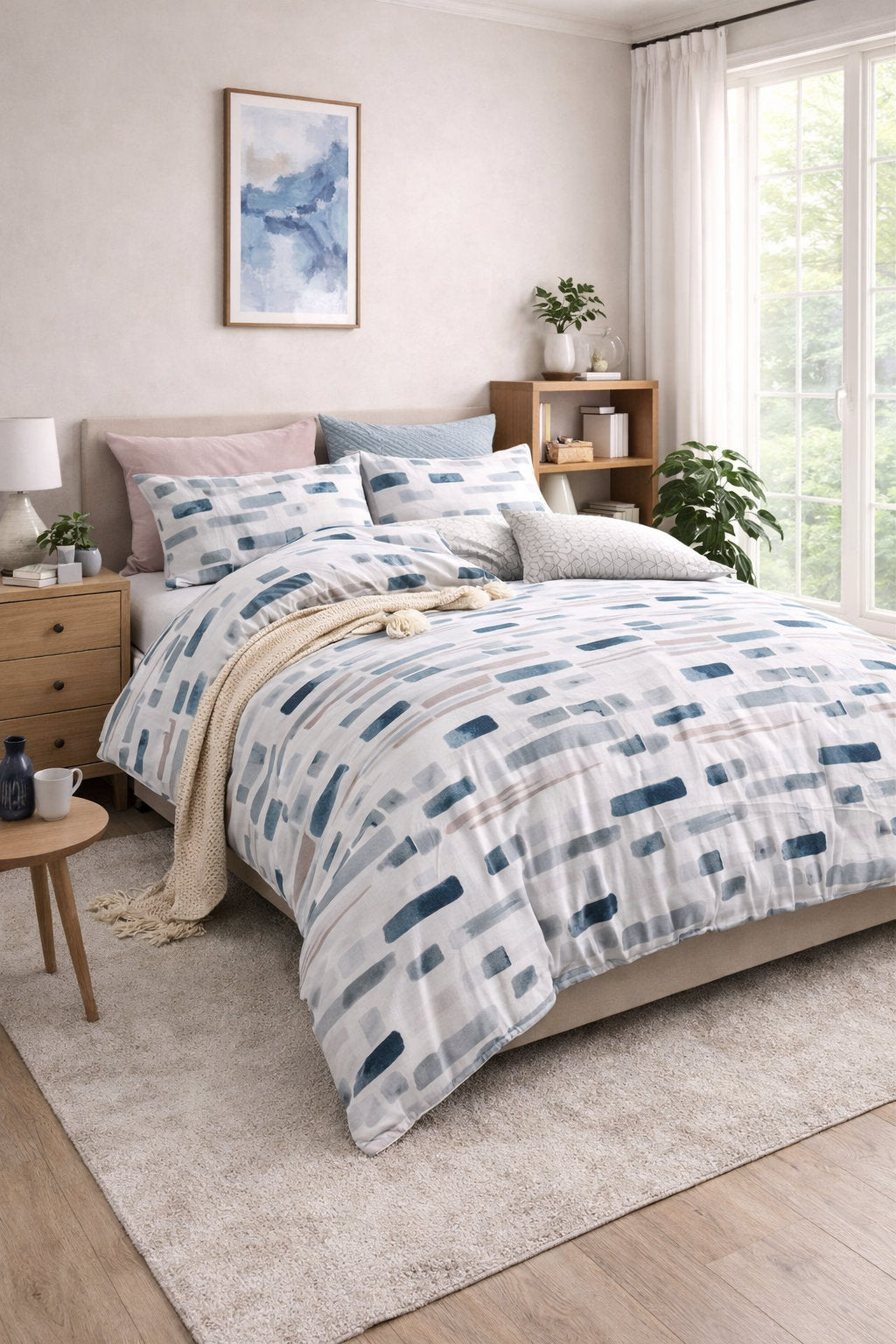 Edouard quilted microfibre duvet cover set on a made bed
