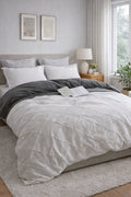 Angie textured cotton duvet cover set on a made bed