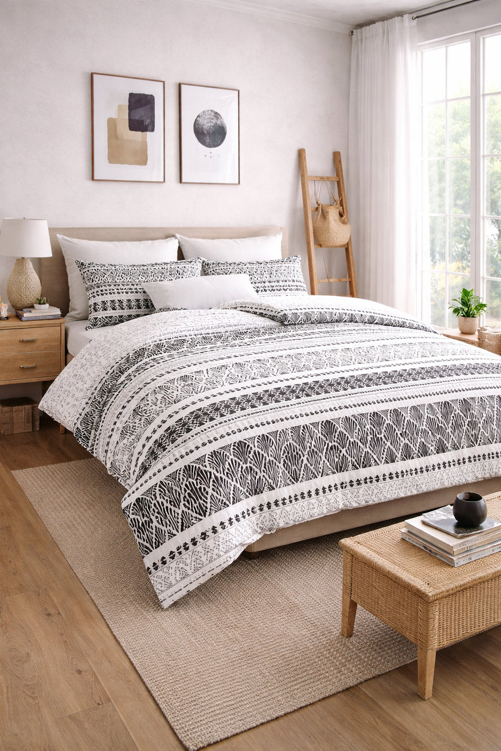 Macy quilted microfibre duvet cover set on a made bed